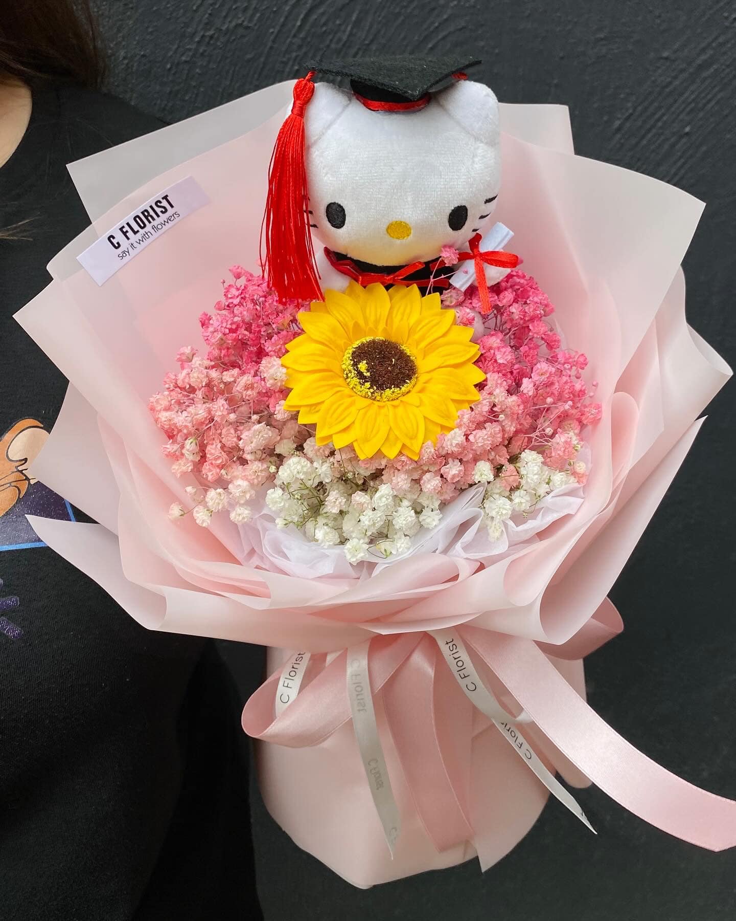 Pinkie Baby Breath Graduation Bouquet