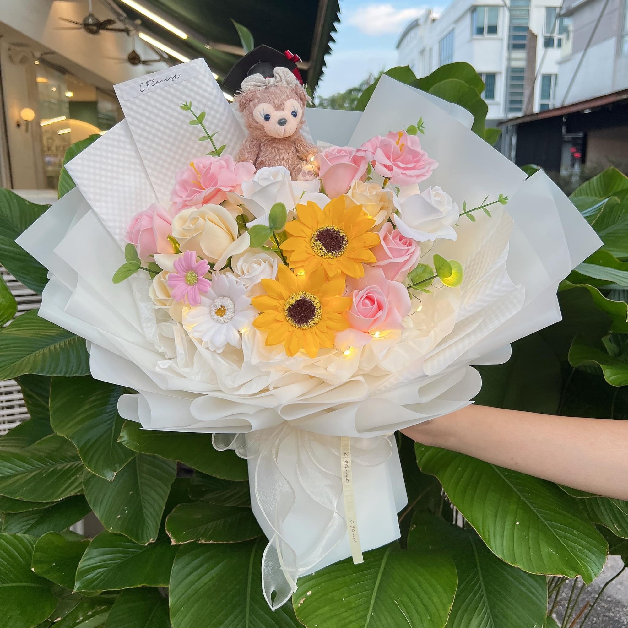 Graduation Soap Flower with Bear