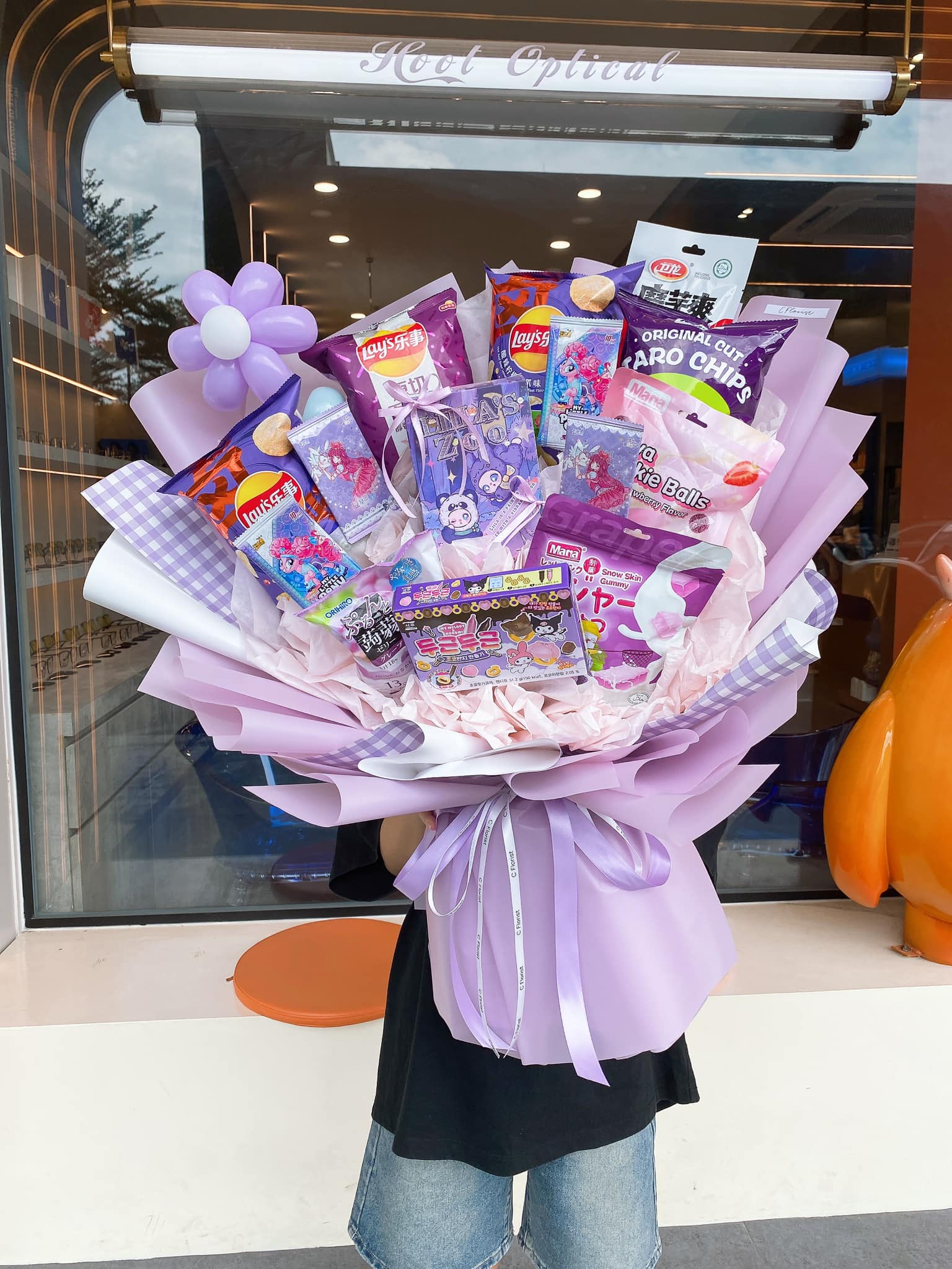 Jumbo Purple Snack Balloon Flower Bouquet