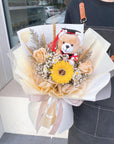Soap Flower Bear Graduation Bouquet