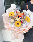 Soap Flower Bear Graduation Bouquet